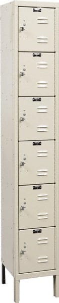 Hallowell - 6 Door, 6 Tier, Galvanite Corrosion Resistant Wardrobe & Box Lockers - USA Tool & Supply