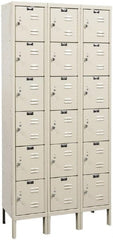 Hallowell - 18 Door, 6 Tier, Galvanite Corrosion Resistant Wardrobe & Box Lockers - USA Tool & Supply