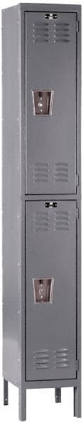 Hallowell - 2 Door, 2 Tier, Premium Wardrobe Lockers - USA Tool & Supply