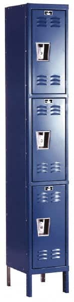 Hallowell - 3 Door, 3 Tier, Premium Wardrobe Lockers - USA Tool & Supply