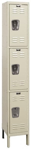 Hallowell - 3 Door, 3 Tier, Galvanite Corrosion Resistant Wardrobe & Box Lockers - USA Tool & Supply