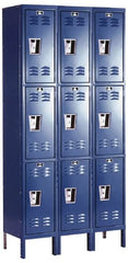 Hallowell - 9 Door, 3 Tier, Premium Wardrobe Lockers - USA Tool & Supply