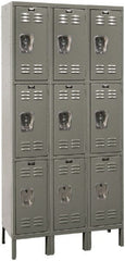 Hallowell - 9 Door, 3 Tier, Premium Wardrobe Lockers - USA Tool & Supply