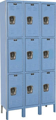 Hallowell - 9 Door, 3 Tier, Premium Wardrobe Lockers - USA Tool & Supply
