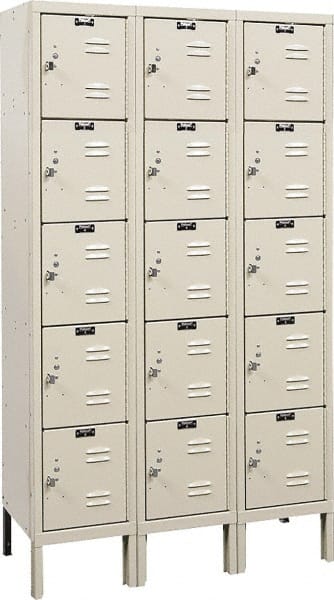 Hallowell - 15 Door, 5 Tier, Premium Box Lockers - USA Tool & Supply
