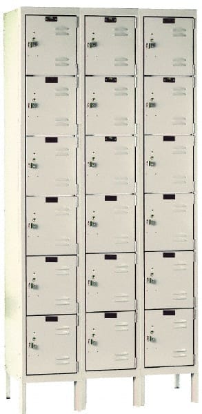 Hallowell - 18 Door, 6 Tier, Galvanite Corrosion Resistant Wardrobe & Box Lockers - USA Tool & Supply