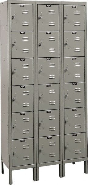 Hallowell - 18 Door, 6 Tier, Premium Box Lockers - USA Tool & Supply