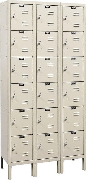 Hallowell - 18 Door, 6 Tier, Premium Box Lockers - USA Tool & Supply