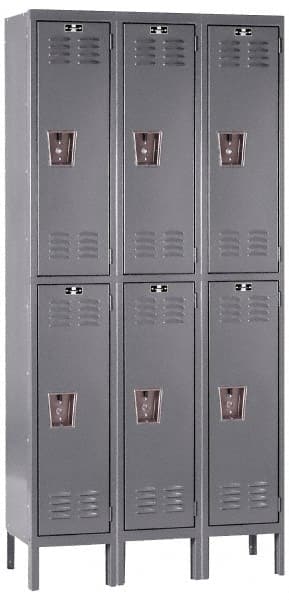 Hallowell - 6 Door, 2 Tier, Premium Wardrobe Lockers - USA Tool & Supply