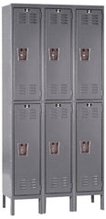 Hallowell - 6 Door, 2 Tier, Premium Wardrobe Lockers - USA Tool & Supply