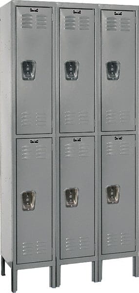 Hallowell - 6 Door, 2 Tier, Premium Wardrobe Lockers - USA Tool & Supply