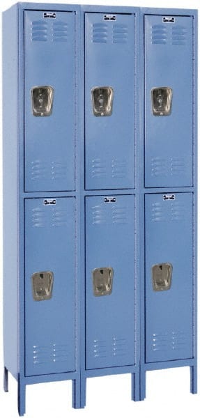 Hallowell - 6 Door, 2 Tier, Premium Wardrobe Lockers - USA Tool & Supply
