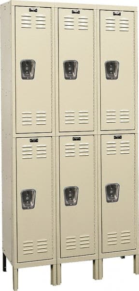 Hallowell - 6 Door, 2 Tier, Premium Wardrobe Lockers - USA Tool & Supply