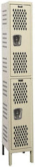 Hallowell - 2 Door, 2 Tier, Heavy-Duty Ventilated Wardrobe & Box Lockers - USA Tool & Supply
