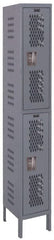 Hallowell - 2 Door, 2 Tier, Heavy-Duty Ventilated Wardrobe & Box Lockers - USA Tool & Supply