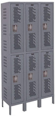 Hallowell - 6 Door, 2 Tier, Heavy-Duty Ventilated Wardrobe & Box Lockers - USA Tool & Supply