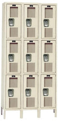 Hallowell - 9 Door, 3 Tier, Safety-View Wardrobe Lockers - USA Tool & Supply