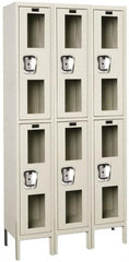 Hallowell - 6 Door, 2 Tier, Safety-View Wardrobe Lockers - USA Tool & Supply