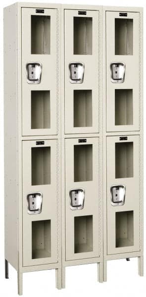 Hallowell - 6 Door, 2 Tier, Safety-View Wardrobe Lockers - USA Tool & Supply