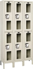 Hallowell - 6 Door, 2 Tier, Safety-View Wardrobe Lockers - USA Tool & Supply