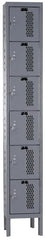 Hallowell - 6 Door, 6 Tier, Heavy-Duty Ventilated Wardrobe & Box Lockers - USA Tool & Supply