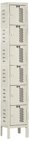 Hallowell - 6 Door, 6 Tier, Heavy-Duty Ventilated Wardrobe & Box Lockers - USA Tool & Supply
