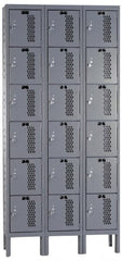 Hallowell - 18 Door, 6 Tier, Heavy-Duty Ventilated Wardrobe & Box Lockers - USA Tool & Supply