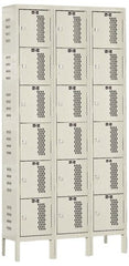 Hallowell - 18 Door, 6 Tier, Heavy-Duty Ventilated Wardrobe & Box Lockers - USA Tool & Supply