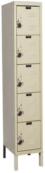 Hallowell - 5 Door, 5 Tier, Ready-Built Wardrobe & Box Lockers - USA Tool & Supply