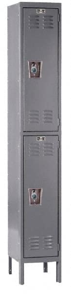 Hallowell - 2 Door, 2 Tier, Ready-Built Wardrobe & Box Lockers - USA Tool & Supply