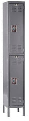 Hallowell - 2 Door, 2 Tier, Ready-Built Wardrobe & Box Lockers - USA Tool & Supply