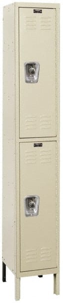 Hallowell - 2 Door, 2 Tier, Ready-Built Wardrobe & Box Lockers - USA Tool & Supply