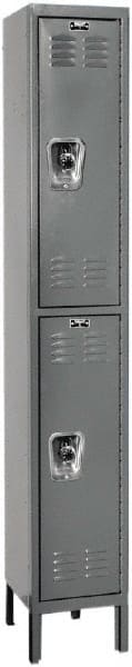 Hallowell - 2 Door, 2 Tier, Ready-Built Wardrobe & Box Lockers - USA Tool & Supply