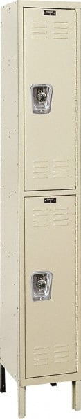 Hallowell - 2 Door, 2 Tier, Ready-Built Wardrobe & Box Lockers - USA Tool & Supply