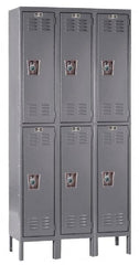 Hallowell - 6 Door, 2 Tier, Ready-Built Wardrobe & Box Lockers - USA Tool & Supply