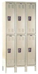 Hallowell - 6 Door, 2 Tier, Ready-Built Wardrobe & Box Lockers - USA Tool & Supply