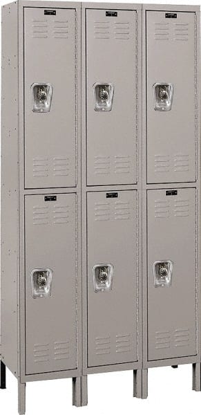 Hallowell - 6 Door, 2 Tier, Ready-Built Wardrobe & Box Lockers - USA Tool & Supply