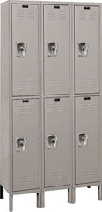 Hallowell - 6 Door, 2 Tier, Ready-Built Wardrobe & Box Lockers - USA Tool & Supply