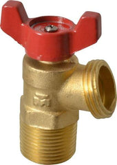 B&K Mueller - 1/2" Pipe, Brass, FNPT, MNPT x GHT End Connection, Boiler Drain Valve - 125 psi WOG Rating, Wing Tee Handle - USA Tool & Supply