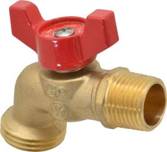 B&K Mueller - 1/2" Pipe, 125 psi WOG Rating, Brass Hose Bibb, Stop Valve - Wing Tee Handle, MNPT/SWT x GHT End Connections - USA Tool & Supply
