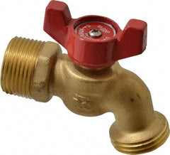 B&K Mueller - 1/2" Pipe, 125 psi WOG Rating, Brass Hose Bibb, Stop Valve - Wing Tee Handle, FNPT/MNPT x GHT End Connections - USA Tool & Supply