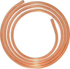 Mueller Industries - 1/2 Inch Outside Diameter x 10 Ft. Long, Copper Round Tube - 0.43 Inch Inside Diameter, 0.035 Inch Wall Thickness, Alloy 122 - USA Tool & Supply