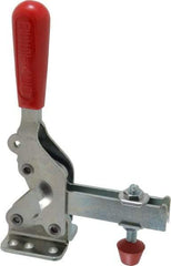De-Sta-Co - 1,000 Lb Holding Capacity, Vertical Handle, Manual Hold Down Toggle Clamp - 64° Handle Movement, 76° Bar Opening, U-Bar, Flanged Base, Electro-Plated Zinc, Carbon Steel - USA Tool & Supply