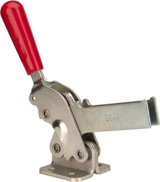 De-Sta-Co - 1,400 Lb Holding Capacity, Vertical Handle, Manual Hold Down Toggle Clamp - 66° Handle Movement, 78° Bar Opening, U-Bar, Flanged Base, Electro-Plated Zinc, Carbon Steel - USA Tool & Supply