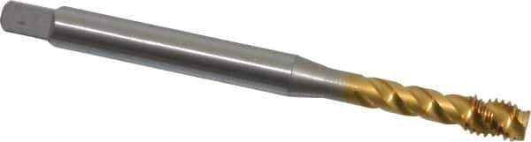 OSG - M6x1.00 Metric Coarse 3 Flute 6H Modified Bottoming Spiral Flute Tap - Vanadium High Speed Steel, TiN Finish, 80mm OAL, Right Hand Flute, Right Hand Thread - USA Tool & Supply