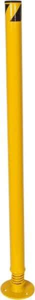 Vestil - 2-1/2" Diam x 42" High, Yellow Steel Spring Bollard - 6" Wide x 6" Long Mounting Plate, 19 Lb - USA Tool & Supply