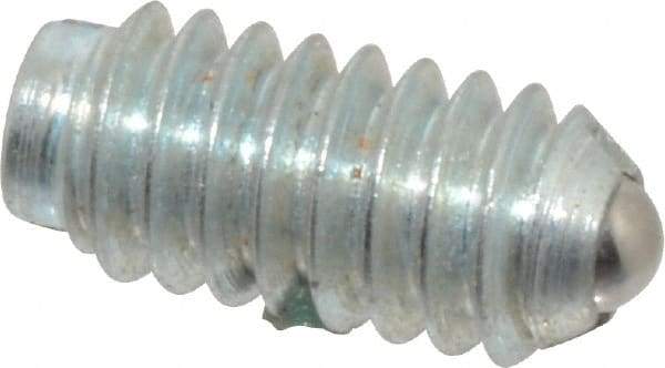 Gibraltar - 1/4-20, 0.125" Ball Diam, 17/32" Body Length, 0.035" Max Ball Reach, Threaded Ball Plunger - Steel Body, Steel Ball, 2 Lb Initial End Force, 4 Lb Final End Force, Locking Element - USA Tool & Supply