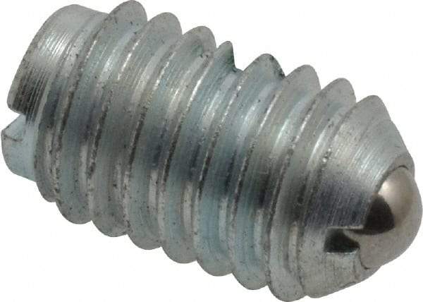 Gibraltar - 3/8-16, 0.187" Ball Diam, 5/8" Body Length, 0.048" Max Ball Reach, Threaded Ball Plunger - Steel Body, Steel Ball, 2.5 Lb Initial End Force, 5 Lb Final End Force, Locking Element - USA Tool & Supply