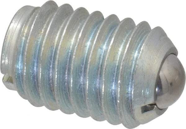Gibraltar - 1/2-13, 0.281" Ball Diam, 3/4" Body Length, 0.072" Max Ball Reach, Threaded Ball Plunger - Steel Body, Steel Ball, 3 Lb Initial End Force, 6 Lb Final End Force, Locking Element - USA Tool & Supply