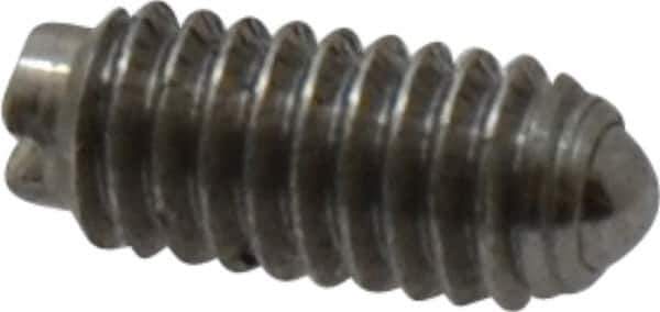 Gibraltar - 6-40, 0.078" Ball Diam, 5/16" Body Length, 0.023" Max Ball Reach, Threaded Ball Plunger - Steel Body, Steel Ball, 0.5 Lb Initial End Force, 1 Lb Final End Force - USA Tool & Supply